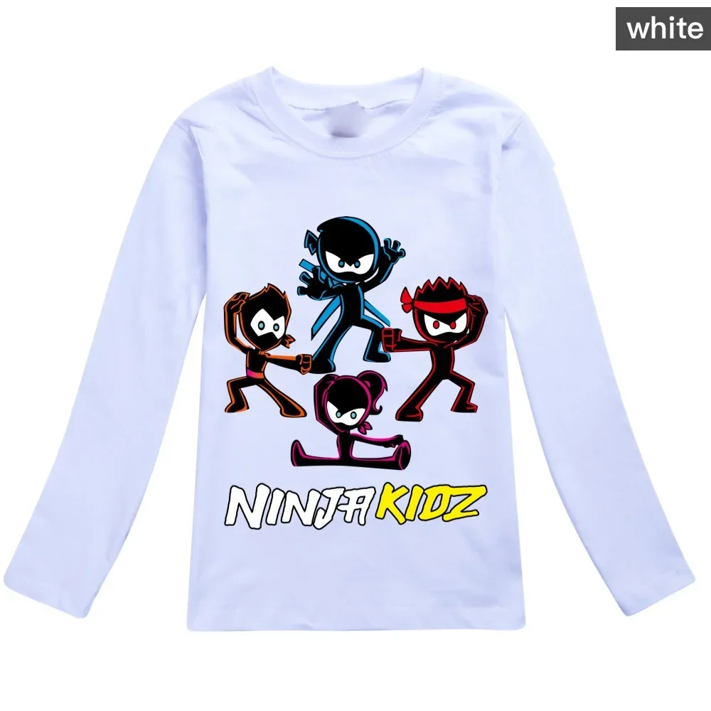 2024 Spring Summer Kids Game NINJA KIDZ Printed T-shirt Children Cartoon Anime Tees Pullover Boys Girls Long Sleeves Tops Tshirt