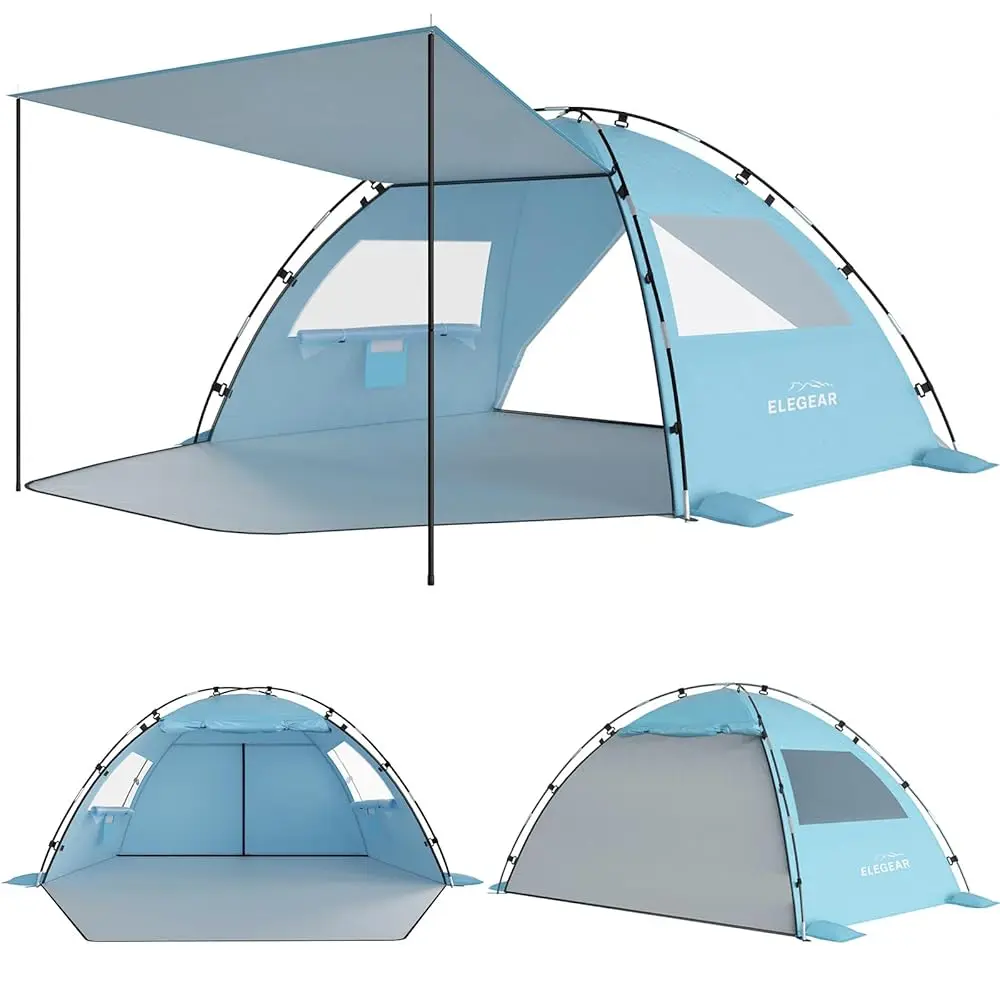 

Beach Tent Sun Shelter With Canopy, 4-5 Person Up Beach Tent, Easy Setup Upf 50+ Uv Protection Portable Lightweight Double