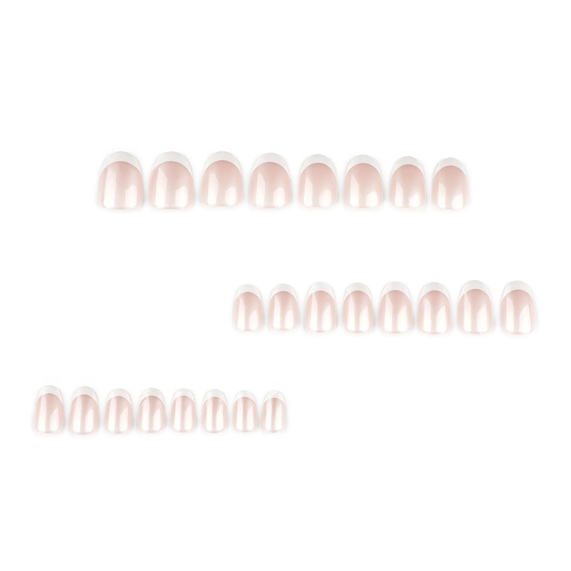 24pcs Press on Nails Short Rounded French White Glitter Full Coverage Nail Tips for Women&Girl Removable Wearable False Nail Art