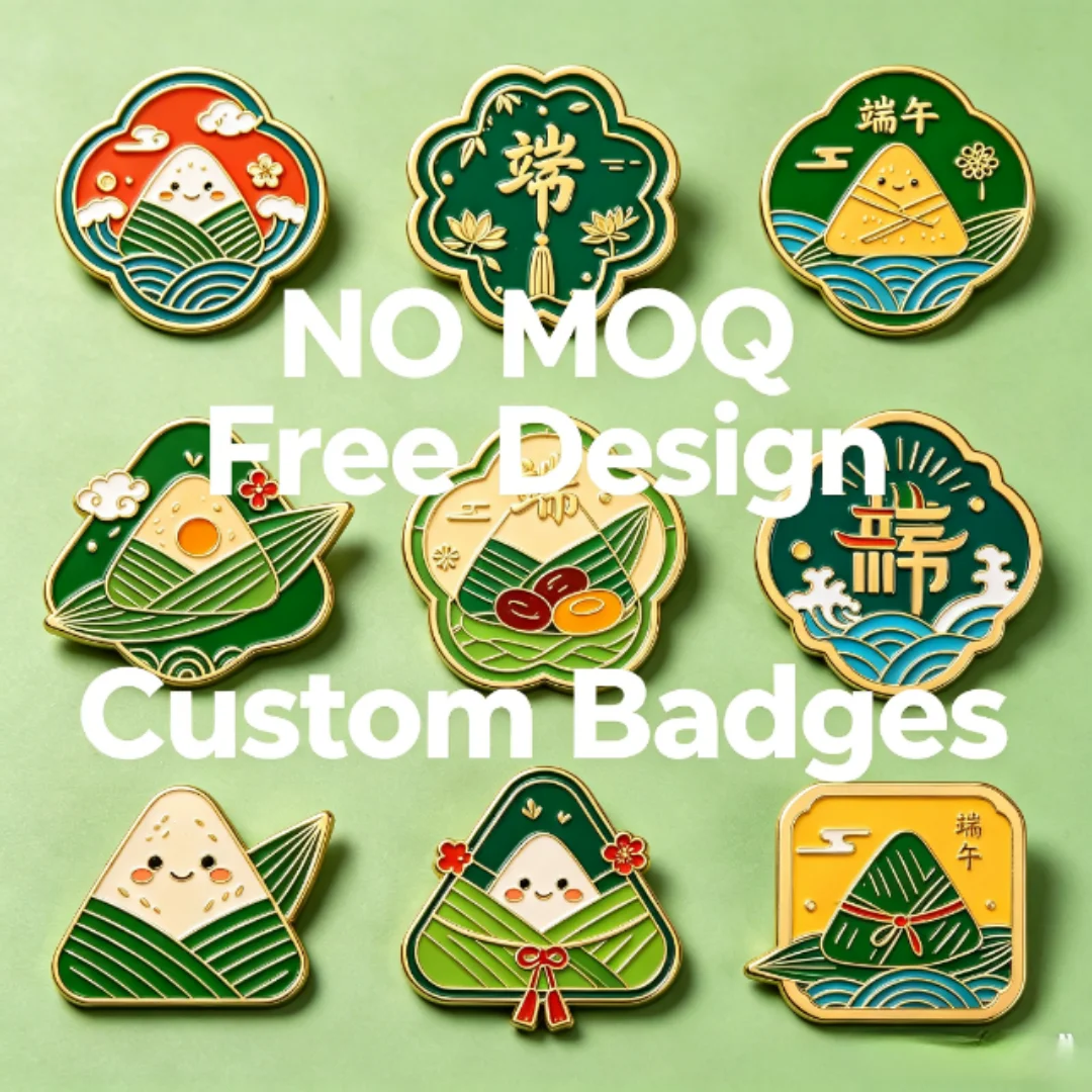 Custom Chinese Festival Enamel Lapel Pins, Rice Dumpling Dragon Boat Metal Brooch, Custom Logo Badge No MOQ