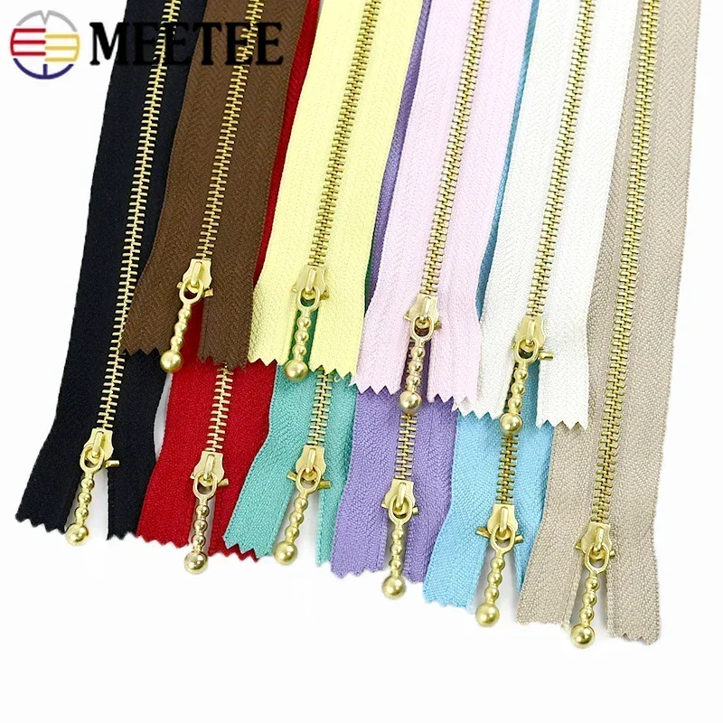 5/10/20Pcs Meetee 3# 12-40cm Close-end Zip Metal Zipper Clothes Auto Lock Zippers Jeans Pocket Zips Repair Tailor DIY Accessory