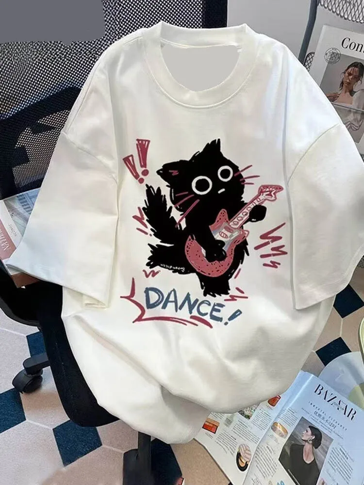 

Short-sleeved T-shirt men's cute loose personality printed five-quarter-sleeved T-shirt young men's and women's comfortable top