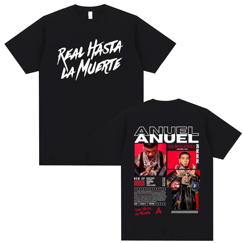 

Rapper Anuel AA Real Hasta La Muerte Tour 2025 T Shirt Men Women Hip Hop Oversized T-shirts Men's Casual Cotton Vintage T Shirts