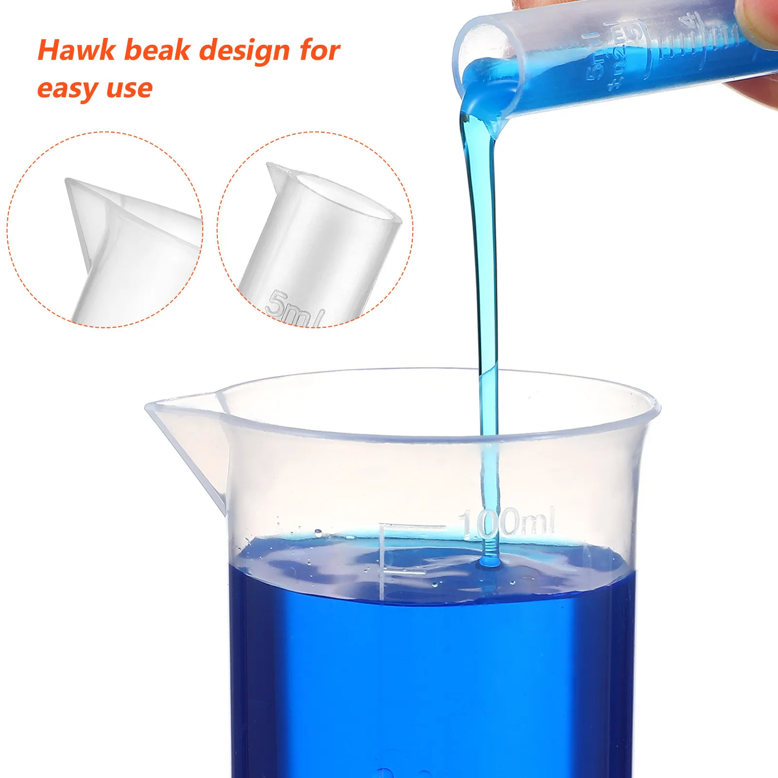 1 Set Plastic Graduated Cylinders Beakers Transfer Pipettes Tube Brush Laboratory Measuring Tools For Science Lab Kitchen Use