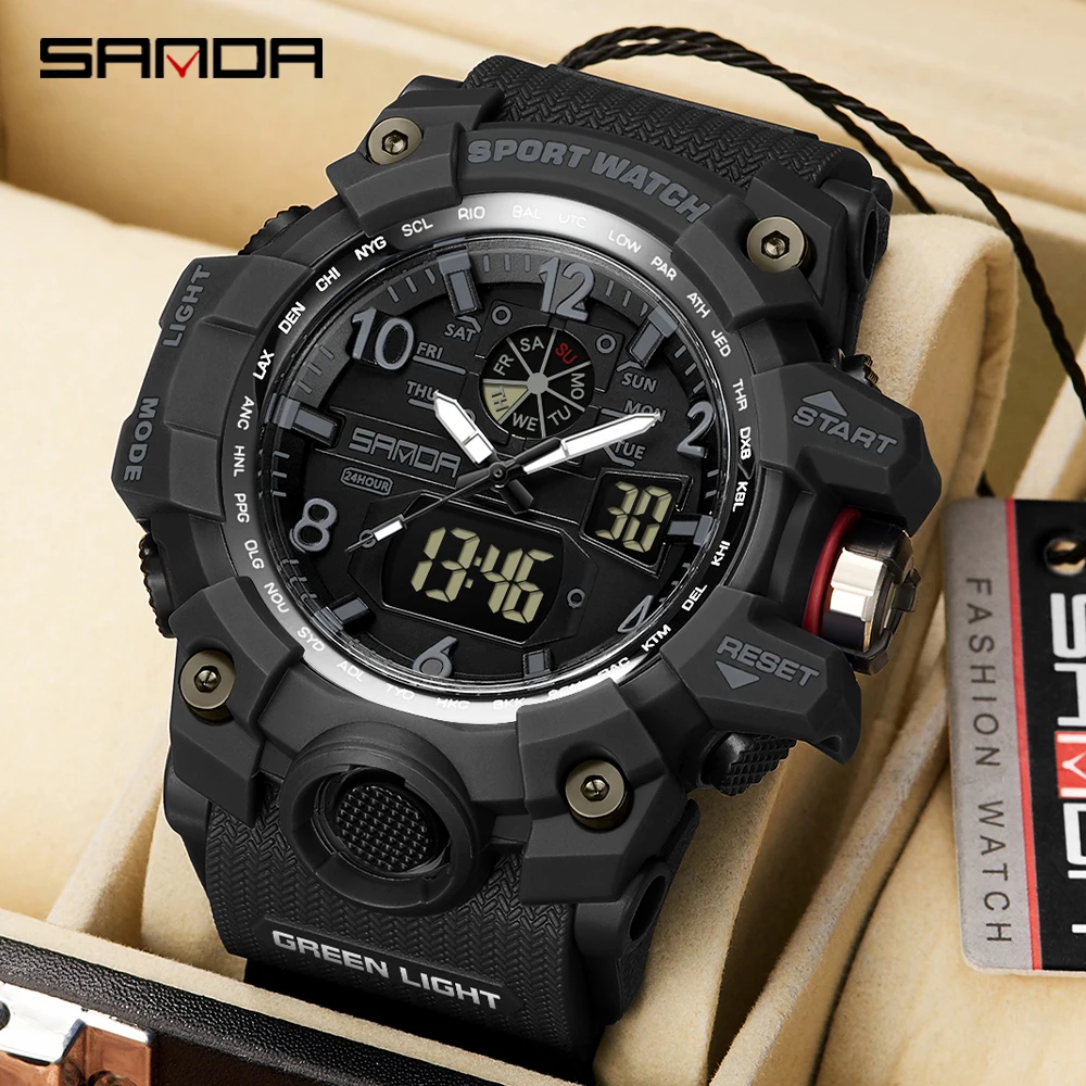 SANDA Brand G- Style Military Watch Men Digital Shock Sports Watches For Man Waterproof Electronic Wristwatch Mens Relogios 3169