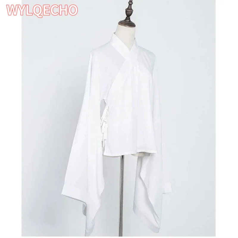 Hanfu Dress Women Chinese Ancient Hanfu Cosplay Costume White Black Lining Inside 2pcs Hanfu Stage Dance Dress Women