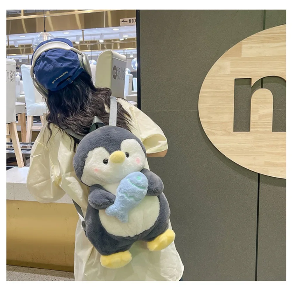 New Cute Plush Toy Trendy Cartoon Penguin Backpack Girls Students Plush Animal Shoulder Bag