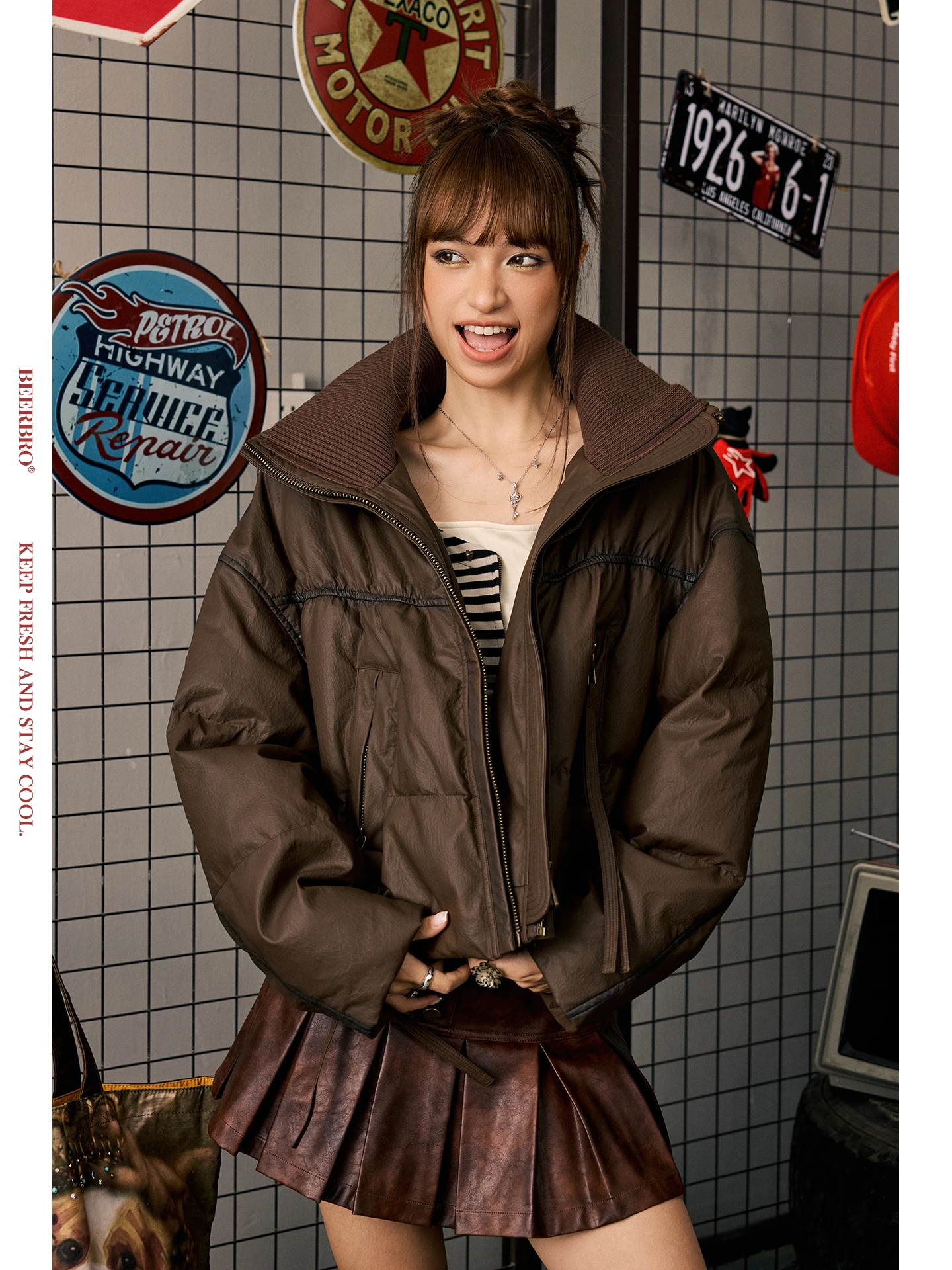 

BeerBro 'Extreme West' Soft Fluffy White Du down Jaet Autumn Winter Windproof Warm Street Sle Straight Cut Nylon Filling