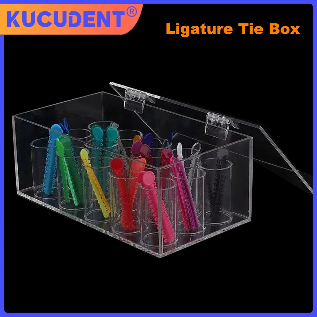 KUCUDENTDental Ligature Tie Box Arcylic 18Holes Orthodontic Ligature Tie Placer Holder Transparent Place Storage Box Dental Tool