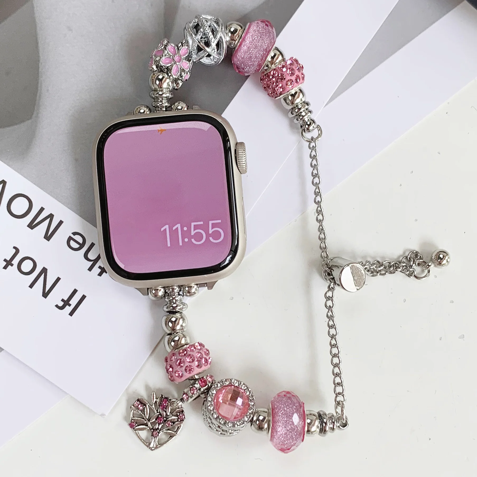 Single beaded diamond bracelet for Apple Watch model 44/45/41/40/49/42/38mm strap for iwatch Series 987654321