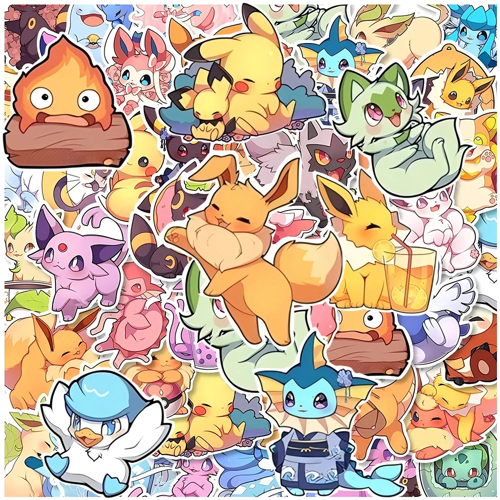 Phone Accessories Aesthetic - 10/30/50pcs Kawaii Pikachu Eevee Cartoon Stickers