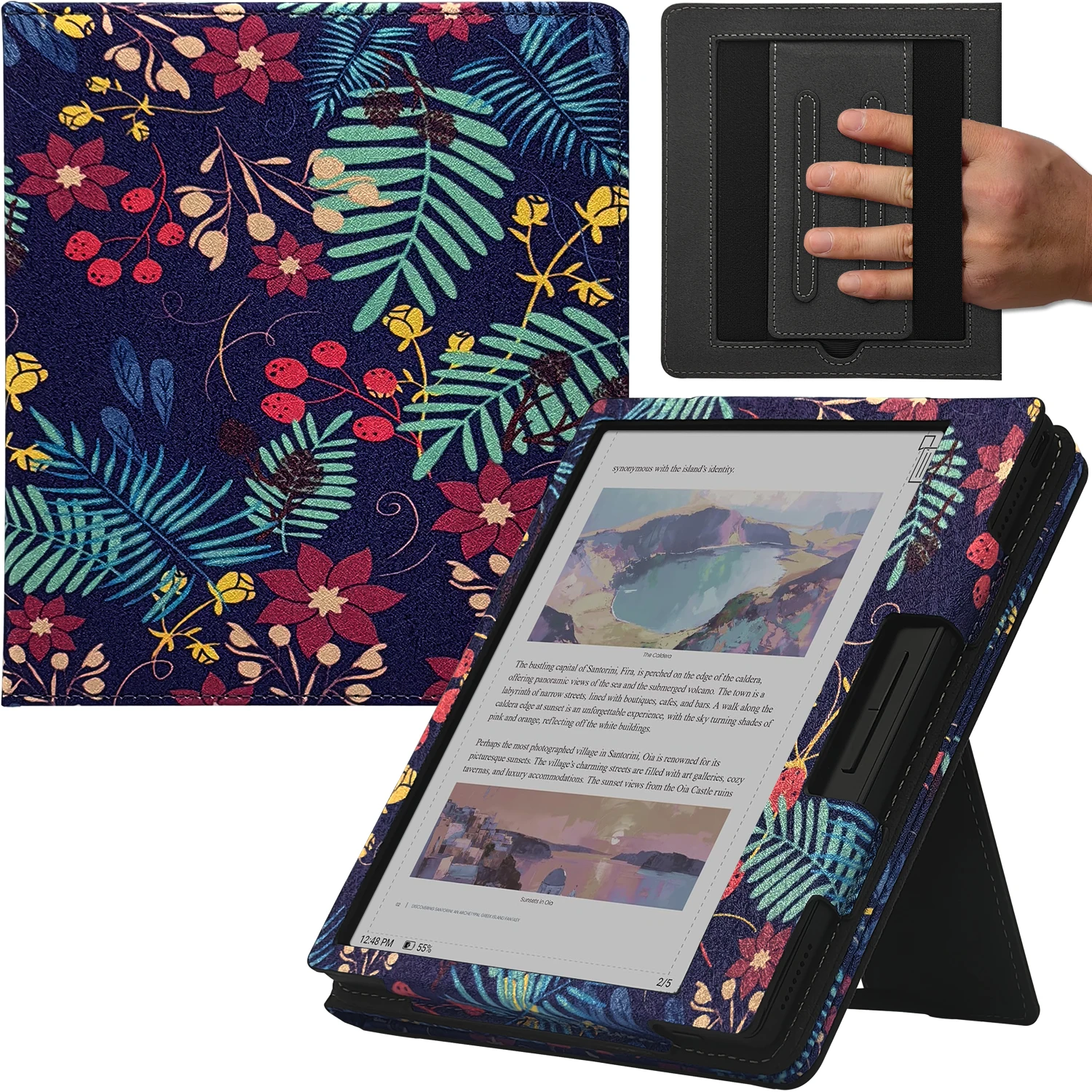 Double Stand Case for 7'' Onyx Boox Tablet Go Color 7 Cover with Auto Sleep/Wake & Double Hand Strap / Magnetic Closure