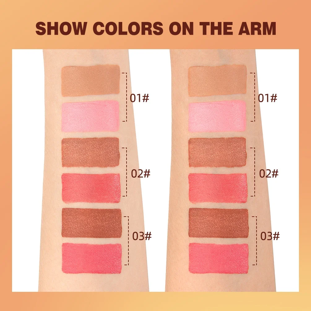 Qibest dupla cabeça bronzer blush 2 em 1 multiuso vara bochecha olhos lábios rosto blush duradouro brilho fosco maquiagem contorno vara