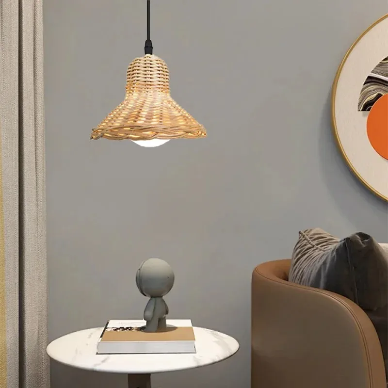 

2Pc Rattan Replacement Lamp Shade Retro Handmade Living Room Daily Party Table Standing Floor Light Decorating Cover