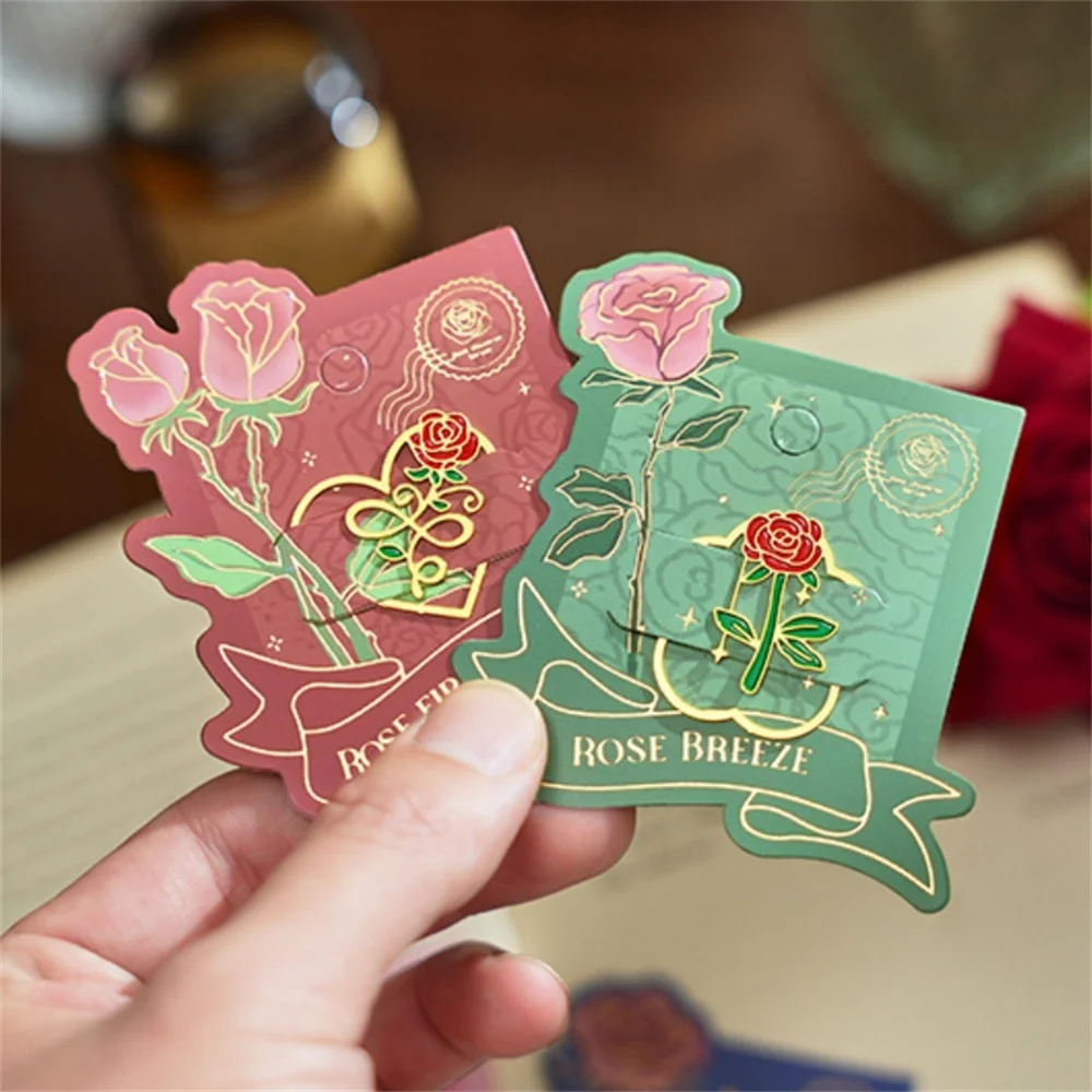 1 pc Metal ins High Appearance Level Rose Bookmark for Pages Books Readers Children Collection