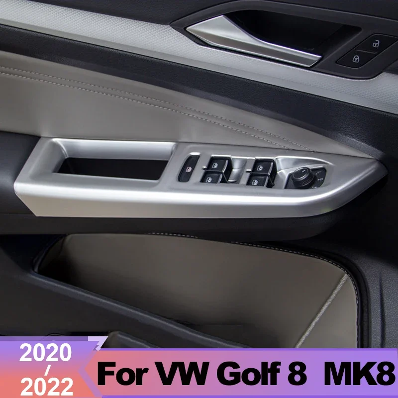 

Car Door Armrest Panel Window Switch Lift Buttons Cover Trim Stickers For Volkswagen VW Golf 8 MK8 2020 2021 2022 Accessories