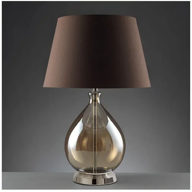 

GHEUVNJ Postmodern minimalist glass desk lamp, Nordic and European style model room, hotel fabric lampshade desk lamp