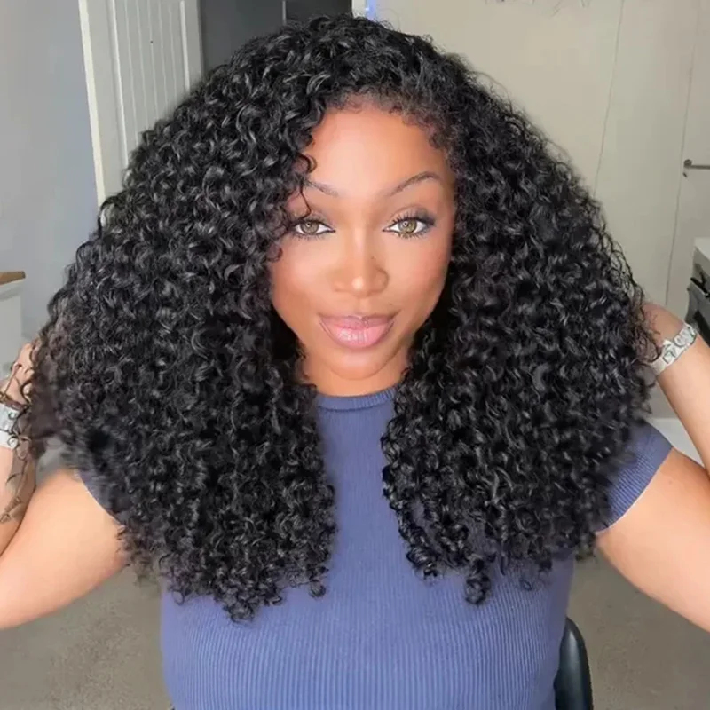 Geeta 360 Full Lace Curly Wigs Glueless Human Hair 100% 4C Edges Hairline Wig Ready To Wear Go 13x6 Lace Front Wig for Women
