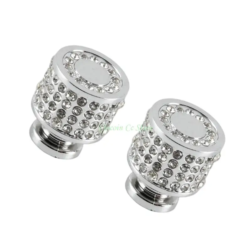 X90F 2PCS Single Hole Drawer Pulls with Crystal Charms ABS Material Quick Installation Decorative Drawer Handles for Home