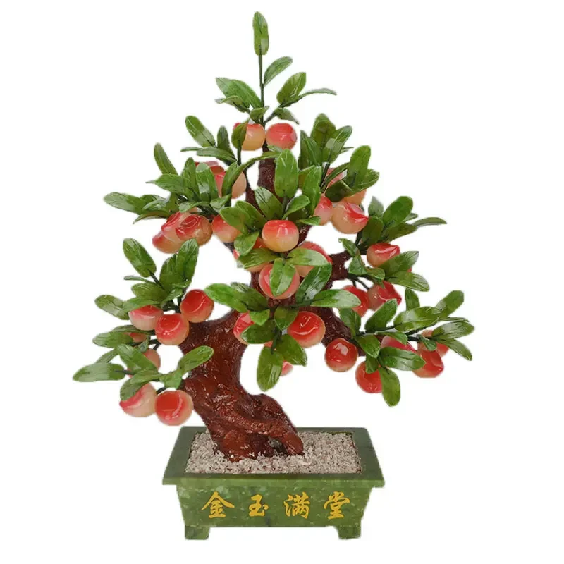 

Каменное персиковое дерево, украшение Panjing для дома, гостиной, ТВ-кабинета, Нефритовое украшение ручной работы