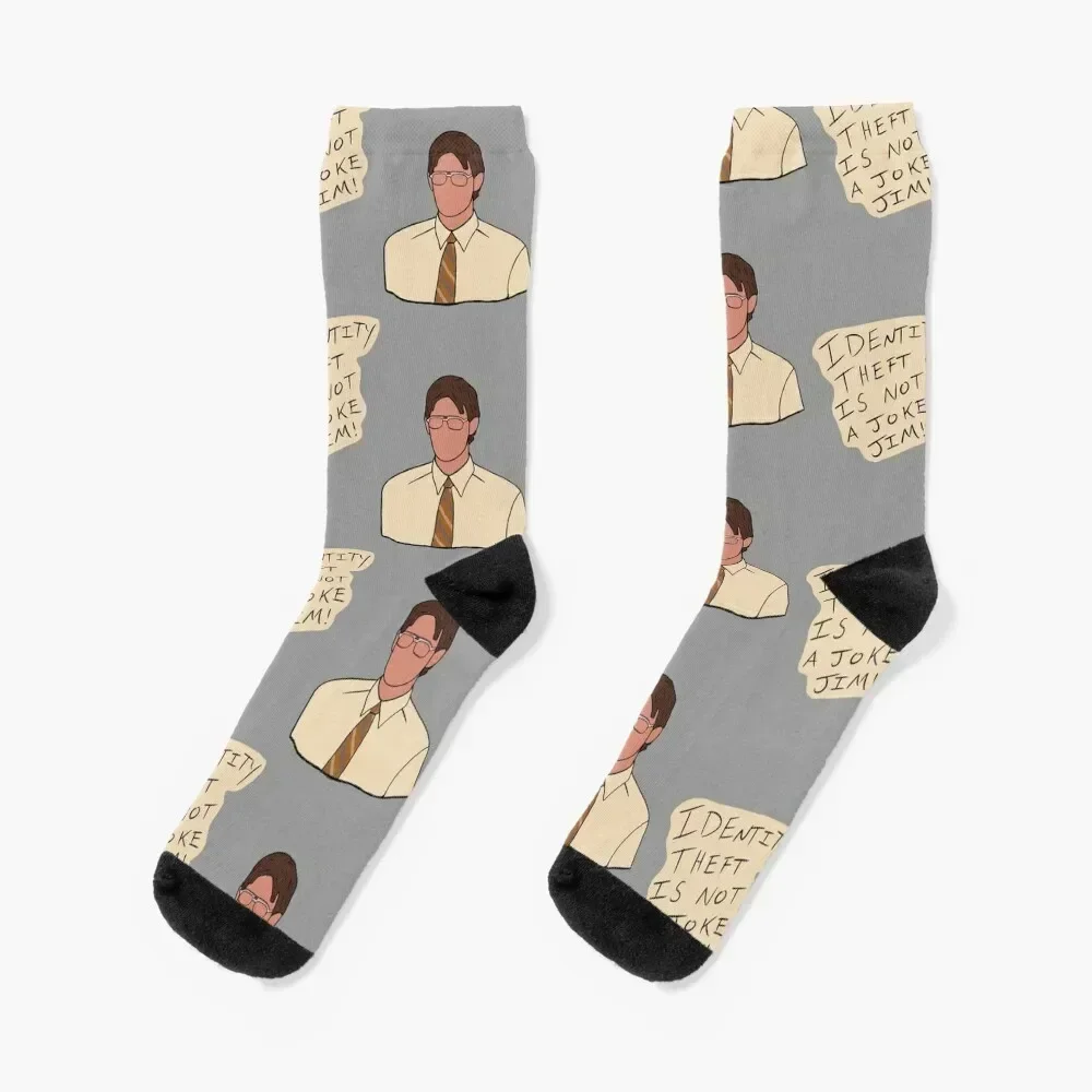 

Jim as Dwight (Identity theft is not a joke jim!) Socks cute luxury essential hiking Socks Male Women's
