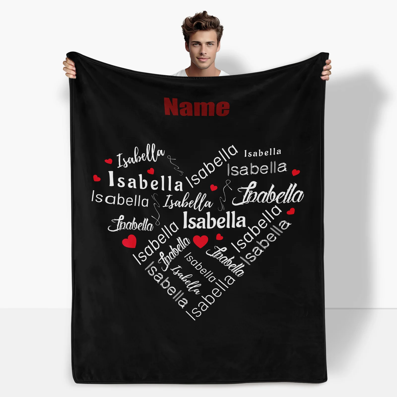

Personalized Heart Themed Gift Blanket For Wife Comfortable Durable Washable Custom Design Thoughtful Present