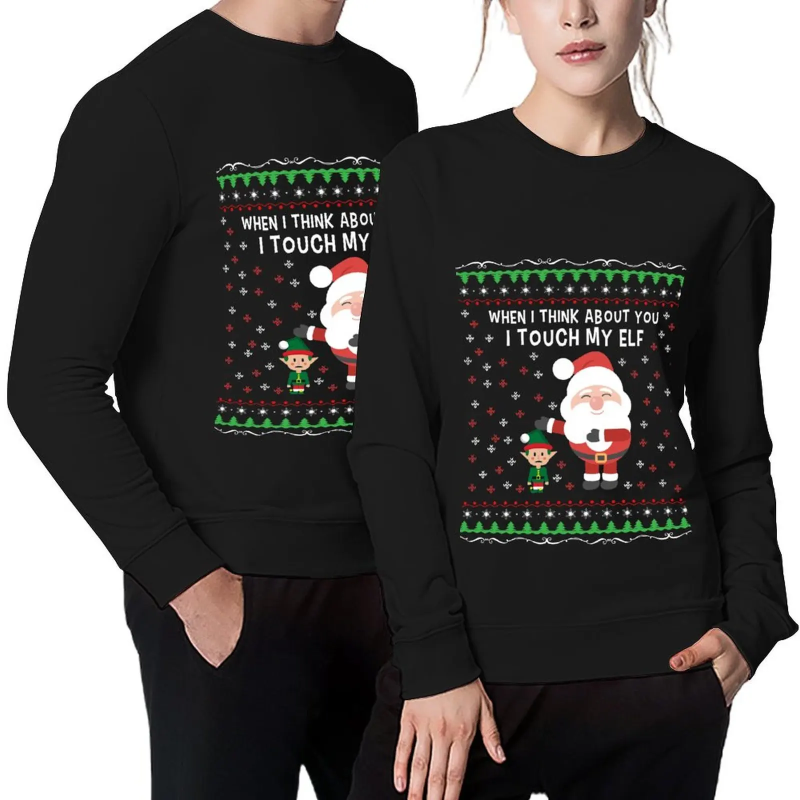 

Touch my Elf Ugly Christmas Sweater Gift Pullover men's sweat-shirt set mens clothes men's autumn clothes new sweatshirts
