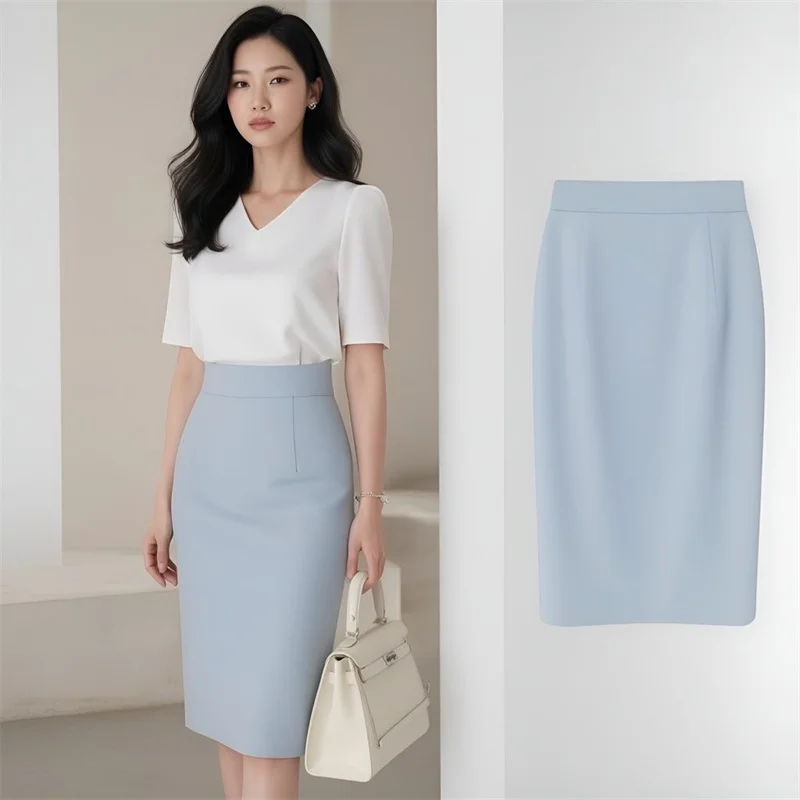 Oversized Pink Midi Skirts for Women Luxury Korea Style Pink Casual Summer Skirts with Split Hip High Waist Lady Office Skirt