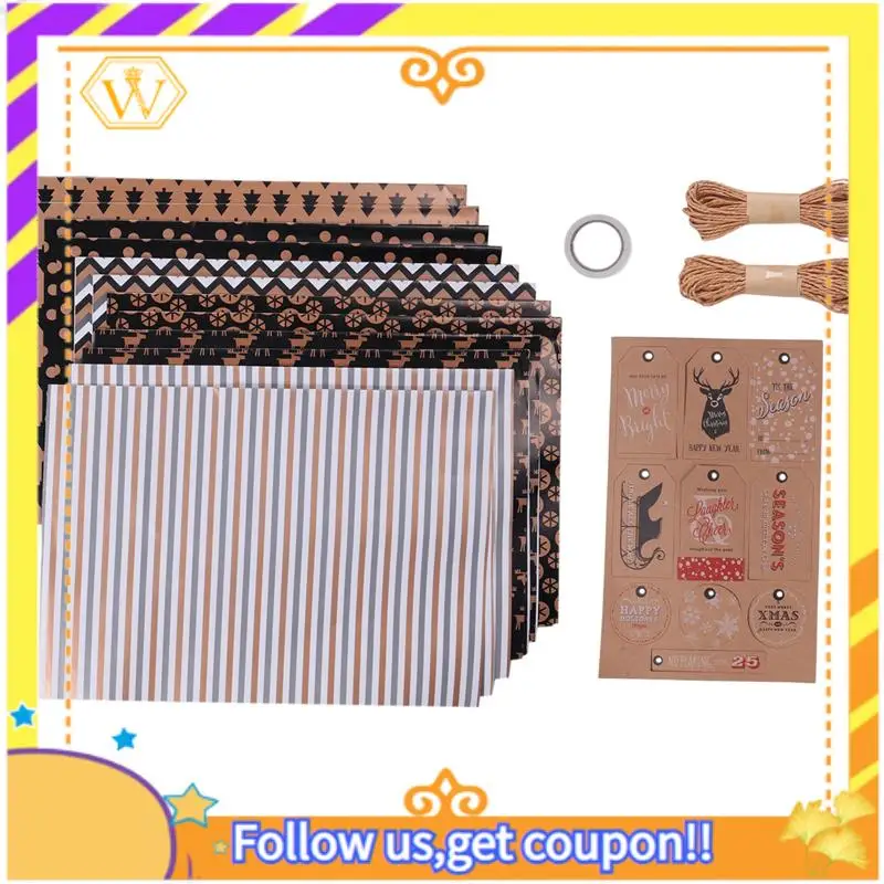 

A01K-12 Sheets Christmas Wrapping Paper,Gift Wrapping Paper With 6 Different Patterns,Wrapping Paper For Christmas