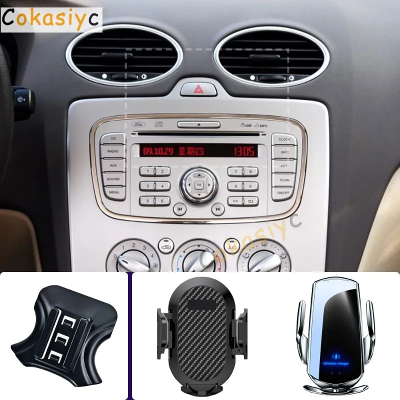 Suporte de Telefone para Carro para Ford Focus MK2 2005 2006 2007 2008 2009-2011, Suporte para Celular com Carregamento Sem Fio e Base Fixa Especial