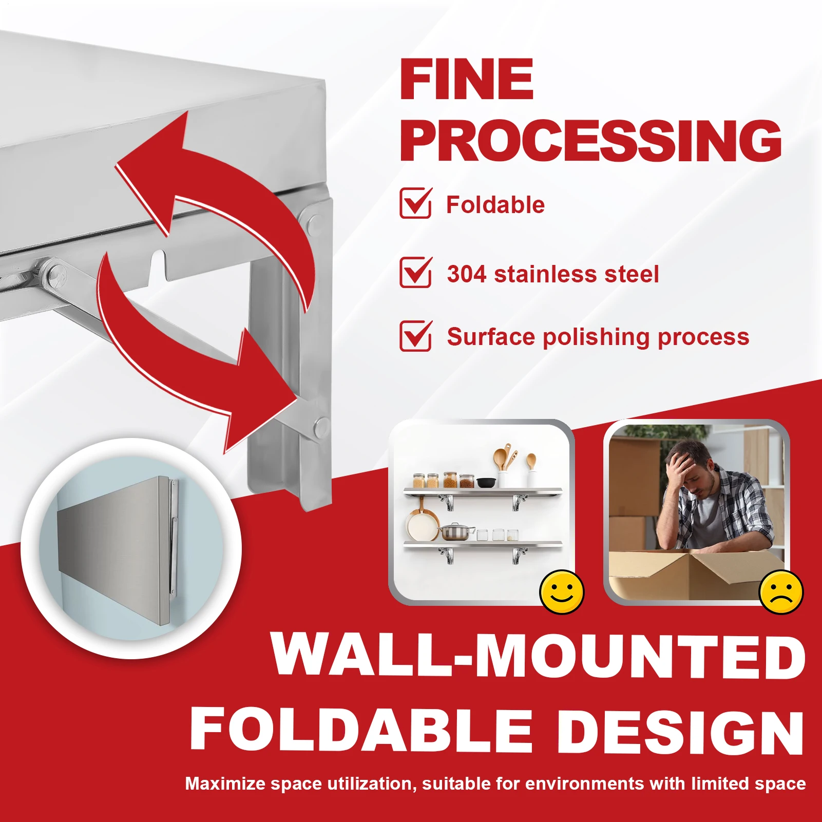 رف امتياز، حامل أرفف طعام من الفولاذ المقاوم للصدأ قابل للطي، حامل امتياز مقاس 71 × 12 بوصة لمطبخ غرفة المرافق