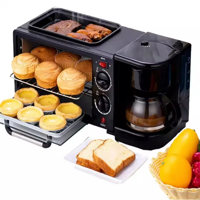 Household breakfast machine Electric toast oven frying pan Coffee machine accessories Multifunctional three-one breakfast maker