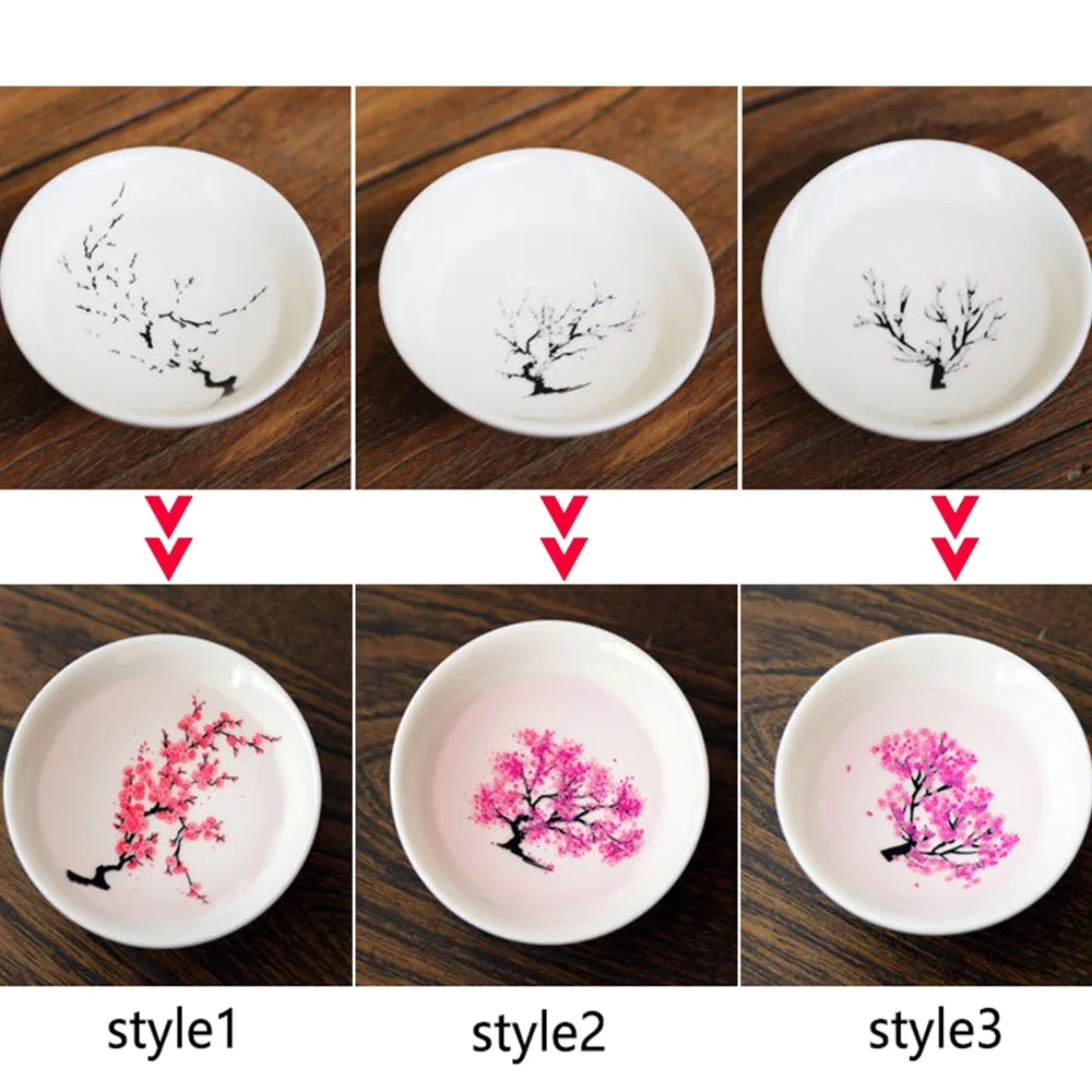 Japanese Magic Cherry Blossom Sake Cup Bowl Temperature Discoloration Color Change with Cold/Hot Water Christmas dessert plate