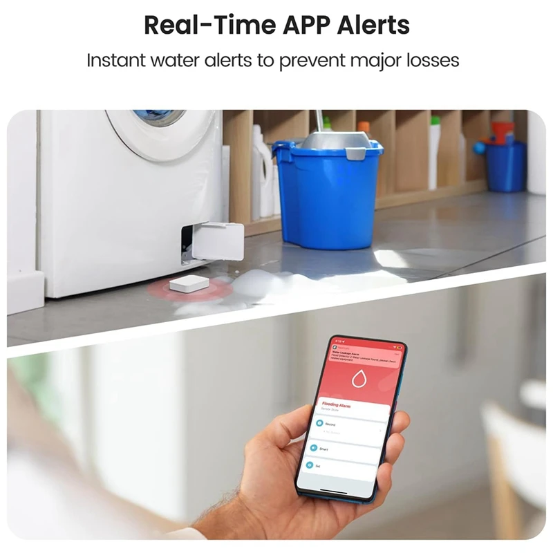 Детектор утечки воды Zigbee 2,4 ГГц, датчик воды с сигнализацией, беспроводной датчик утечки воды с сигнализацией для подвала, кухни, ванной комнаты