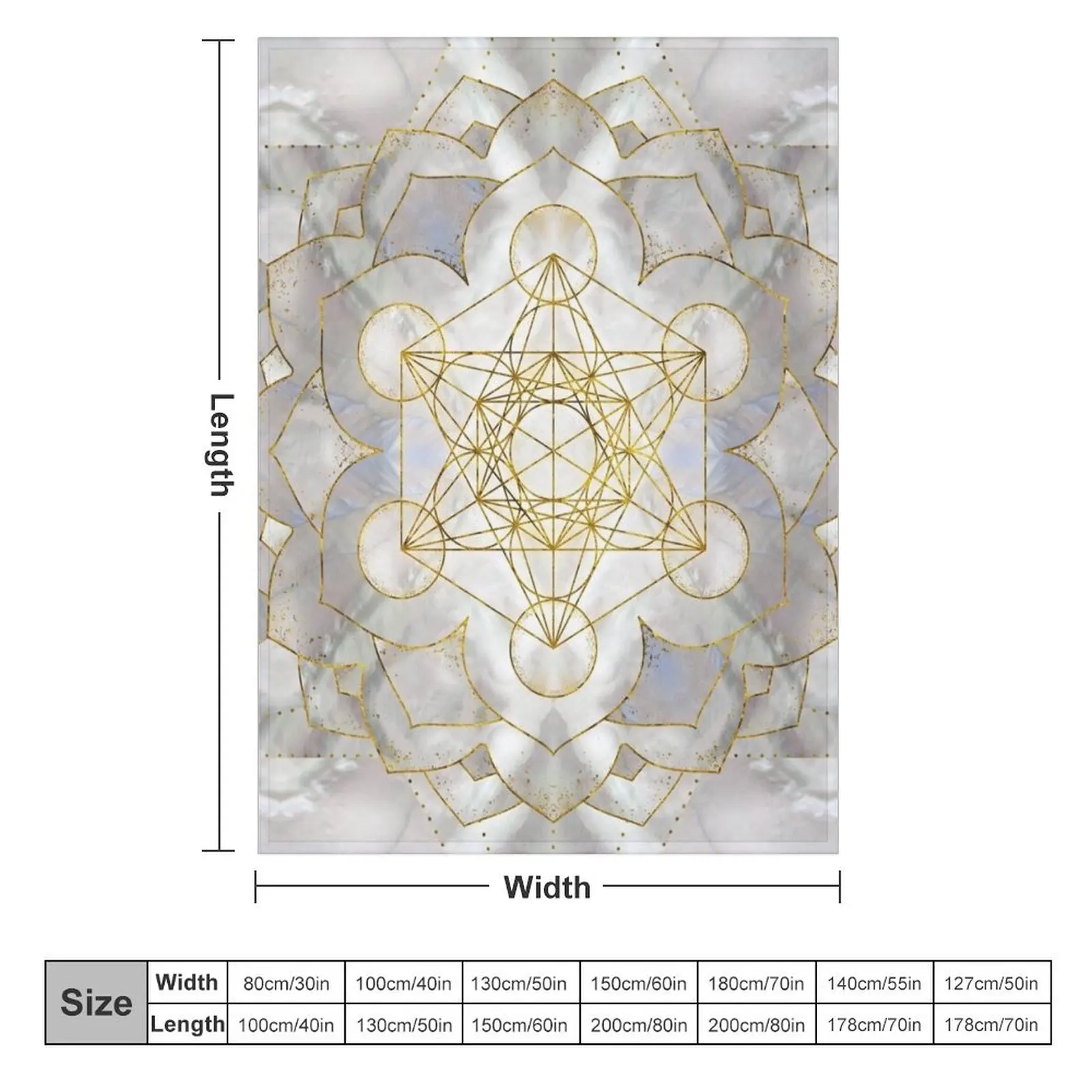 Metatron's Cube in lotus Sacred Geometry Throw Blanket Soft Plaid Flannels Tourist Blankets