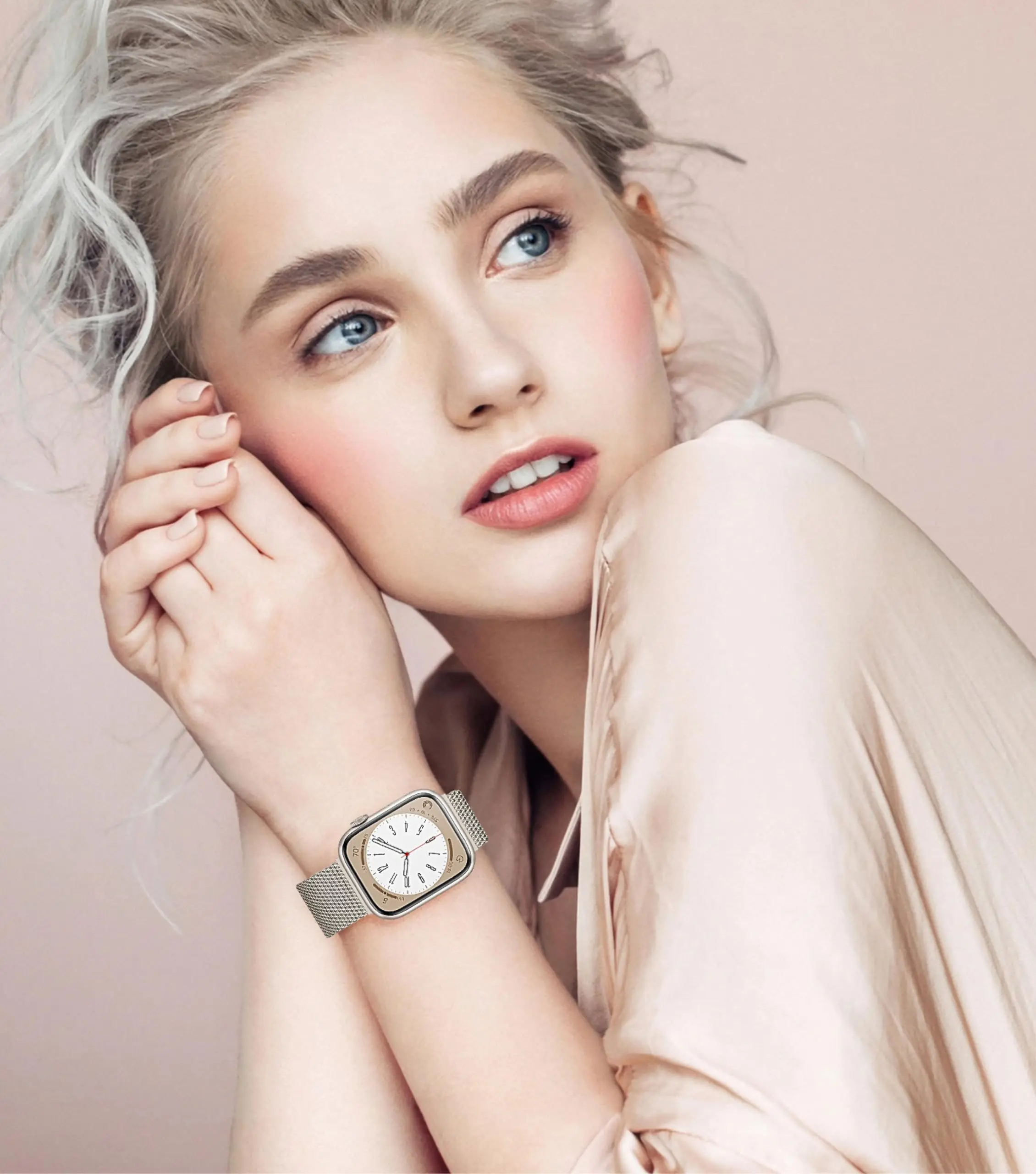 Cinturino per orologio ad anello milanese per apple Watch ultra 2 band 49mm 44mm 40mm 41mm 45 38 46 42mm Bracciale iwatch Series10 9 6 5 SE 7 8 3