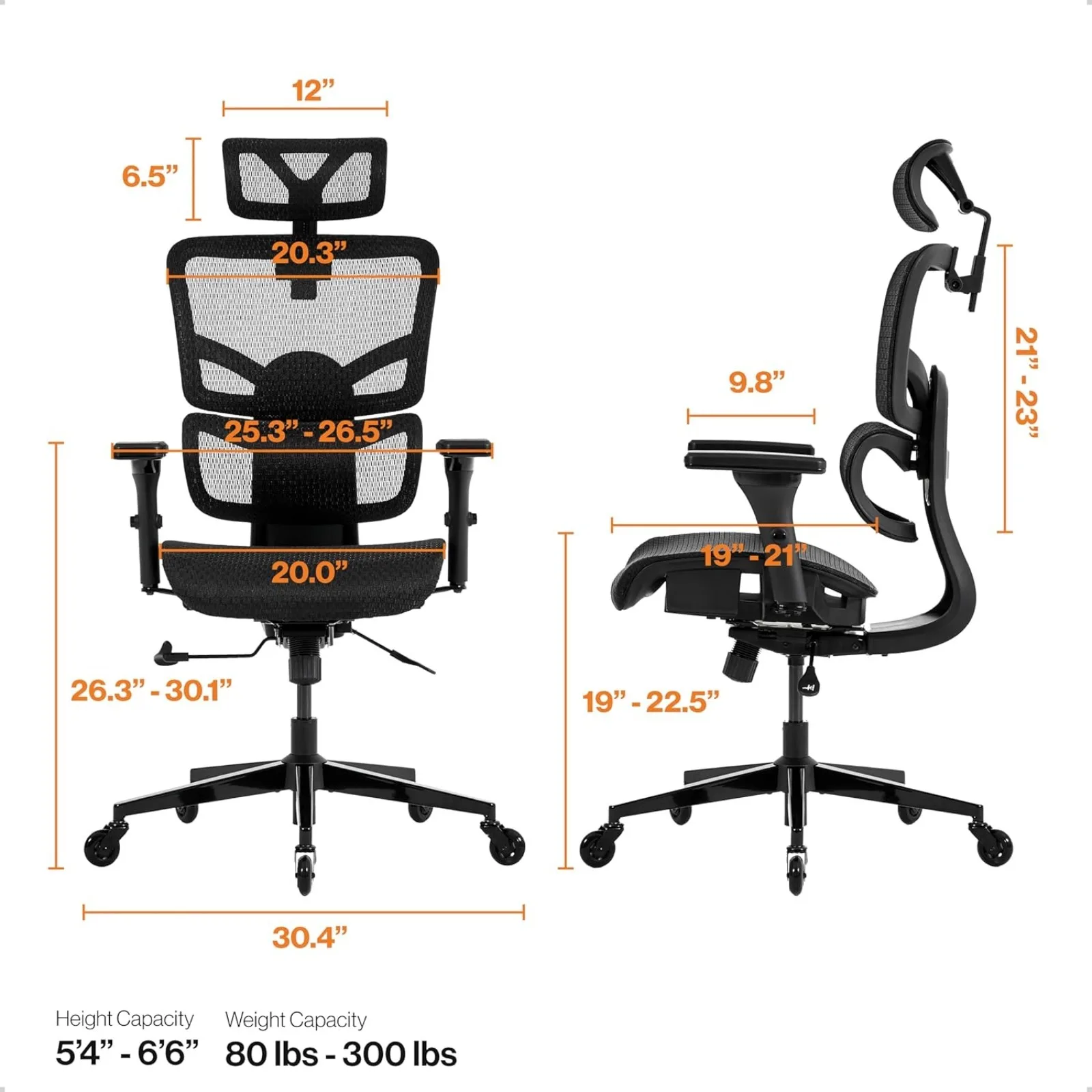 US Prestige Ergonomic Office Chair - Height Adjustable Backrest Lumbar Support, Seat Depth Adjust, 3D Headrest, 4D Armrests,