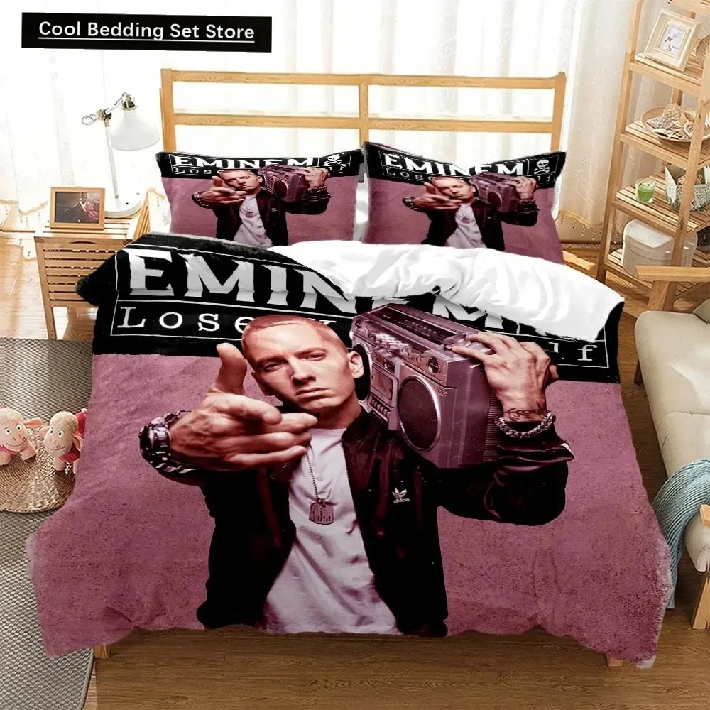 3D Print Hip Hop Eminem Bedding Set Double Twin King Duvet Cover Comforter Pillowcase Boys Girls Adults Bedroom