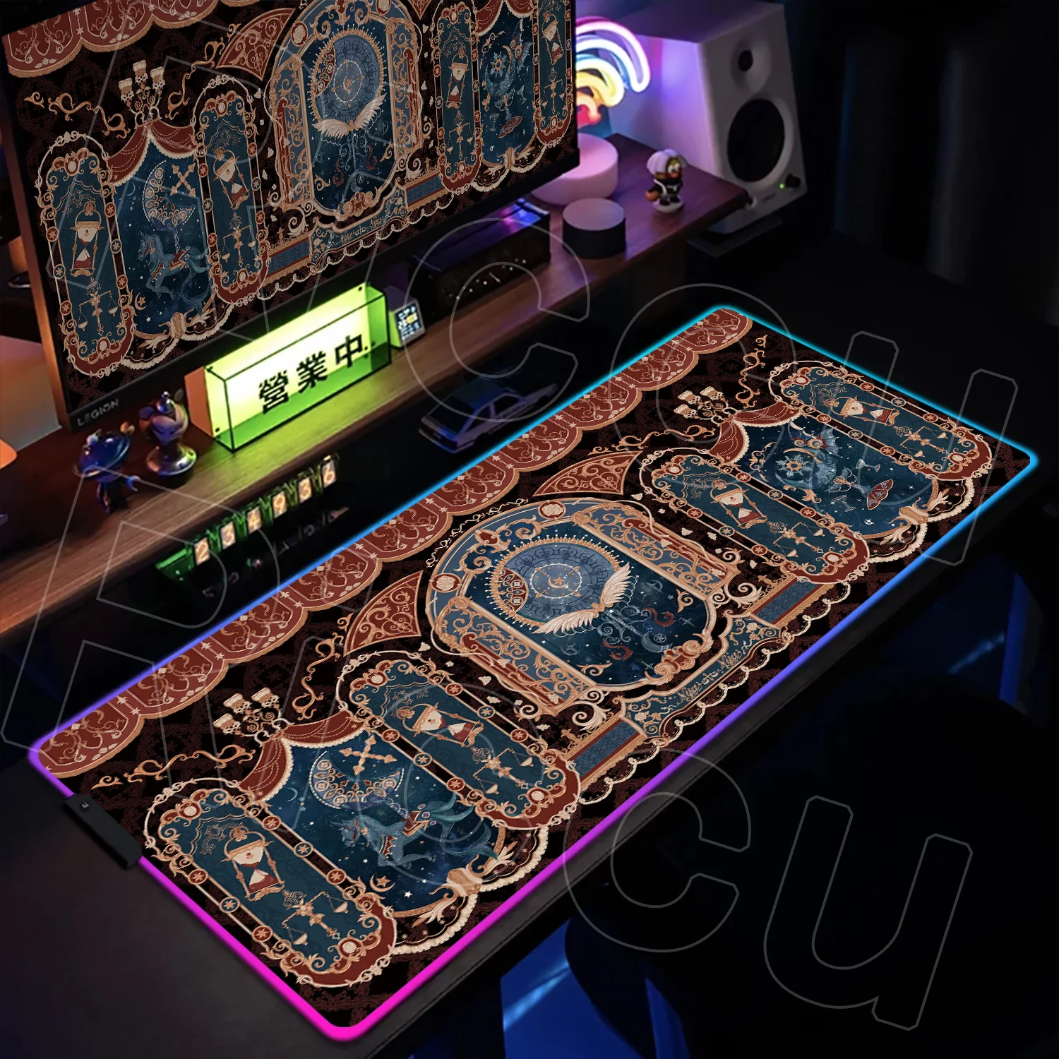 

RGB XXL HD Desk mat Gaming Angel Demon Tarot Rubber LED Mouse pad Non-slip 500x1000mm MousePad PC Accessories Protective carpet