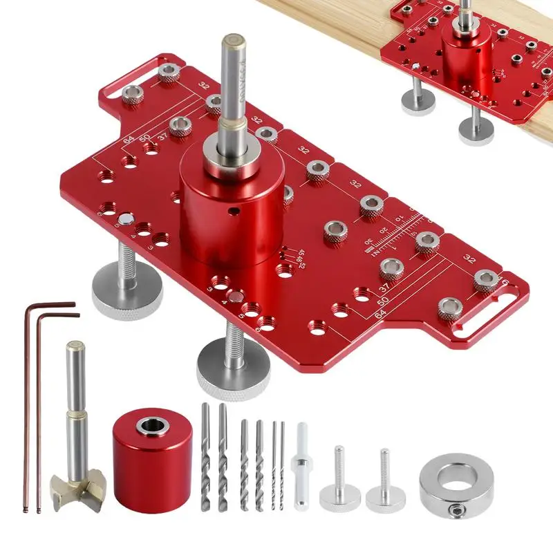 Accurate Locking Cabinet Hinge Jig Aluminum Alloy Power Tool Accessory Jigs Wear-Resistant Pocket Hole Jig Multiple Mounting