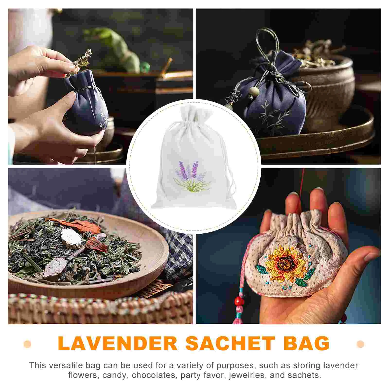 10 Pcs Lavender Sachet Bag Jewelry Pouches Empty Bags Organizer Packing Wardrobe Cotton Container Miss Clothes for Storage