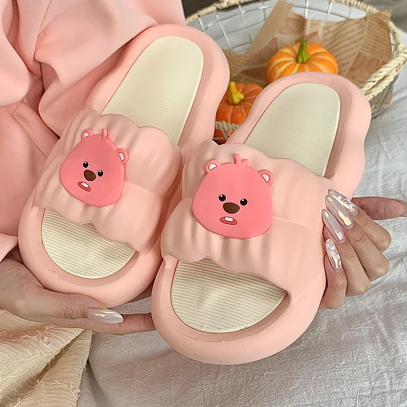 

Loppy Cute Beaver 2024 New Petal Slippers For Women Summer Outwear Instagram Fashion Home Anti Slip Indoor Slippers Holiday