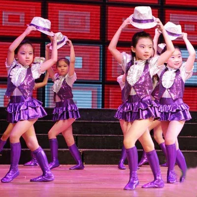 Nuovo Costume da ballo Jazz per bambini danza moderna per bambini Hip-hop Performance ragazze paillettes abbigliamento da ballo Jazz