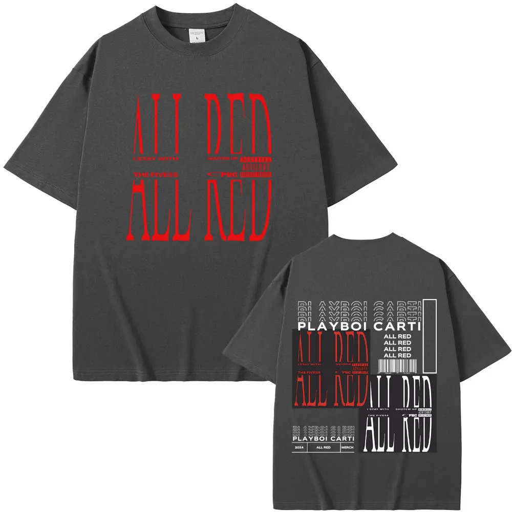 Rapper Playboi Carti All Red Album Graphic T Shirt Opium 2024 Pop Out Whole Lotta Red T-shirt Men Womne Fashion Hip Hop T-shirts view 2