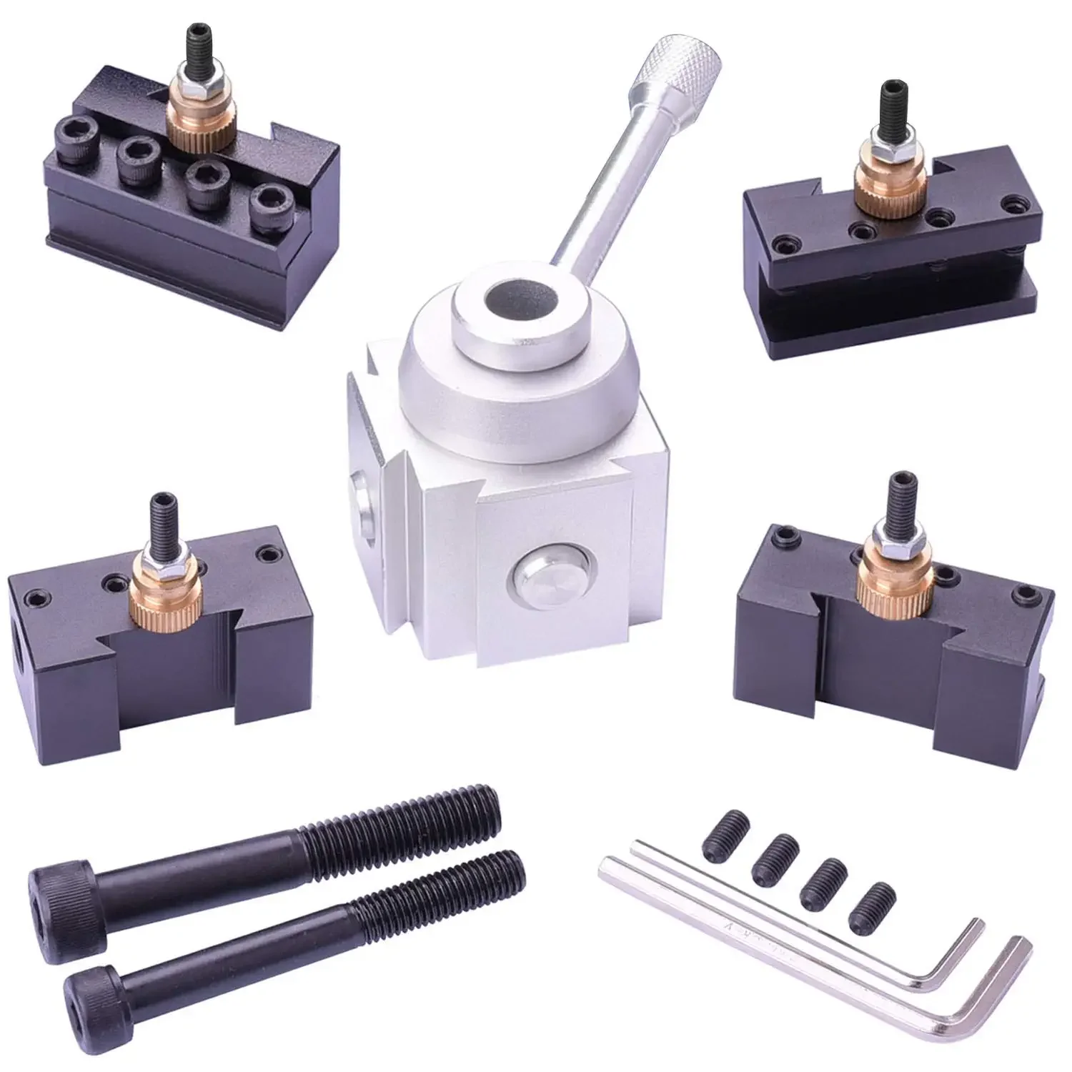 Mini CNC Lathe Tool Holder Quick Change Tool Post Cutter Holder Screw Kit Set Boring Bar Turning Facing Holder Wrench