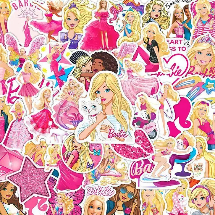 50/100pcs Barbie princess stickers girl Anime Stickers Bicycle Guitar Laptop Phone Case Cartoon Waterproof Sticker Kids Toy Gift