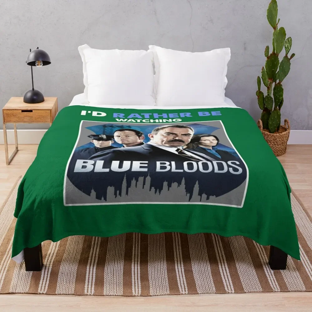 

I'd Rather Be Watching Blue Bloods Gift Tee Basic Novelty Tees Graphics black Throw Blanket