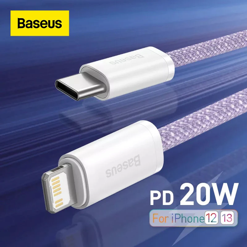 Baseus-Cabo USB Tipo C para iPhone, Carregador de carregamento rápido, Cabo de dados, PD 20W, iPhone 14, 13, 12, 11 Pro Max, X, XR, iPad