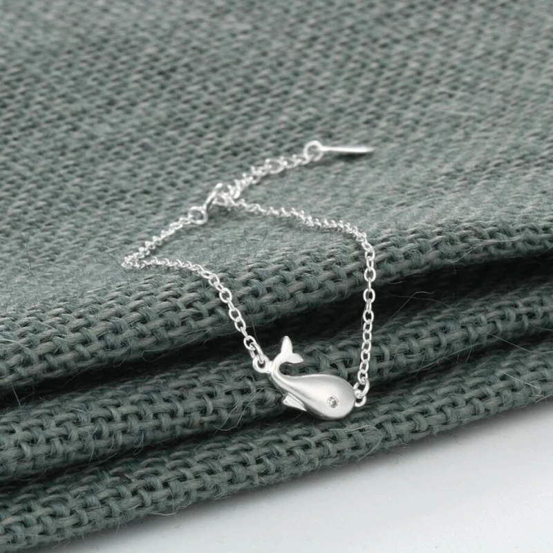 Sole Memory Cute Sweet Scrub Whale Fresh 925 Sterling Silver Fine Female Trendy Resizable Bracelets BR046