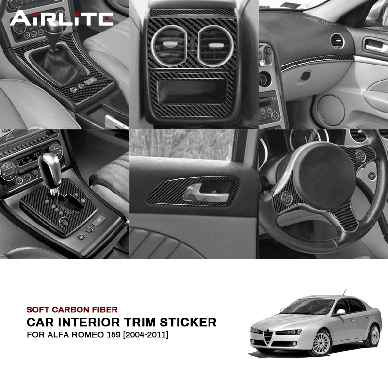 

For Alfa Romeo 159 2004-2011 Soft Carbon Fiber Car Central Control Air Conditioning CD Panel Gear Lever Panel Frame Trim Sticker